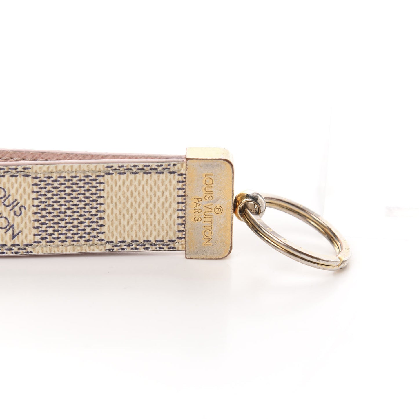 Damier Azur Dragonne Key Holder Rose Ballerine