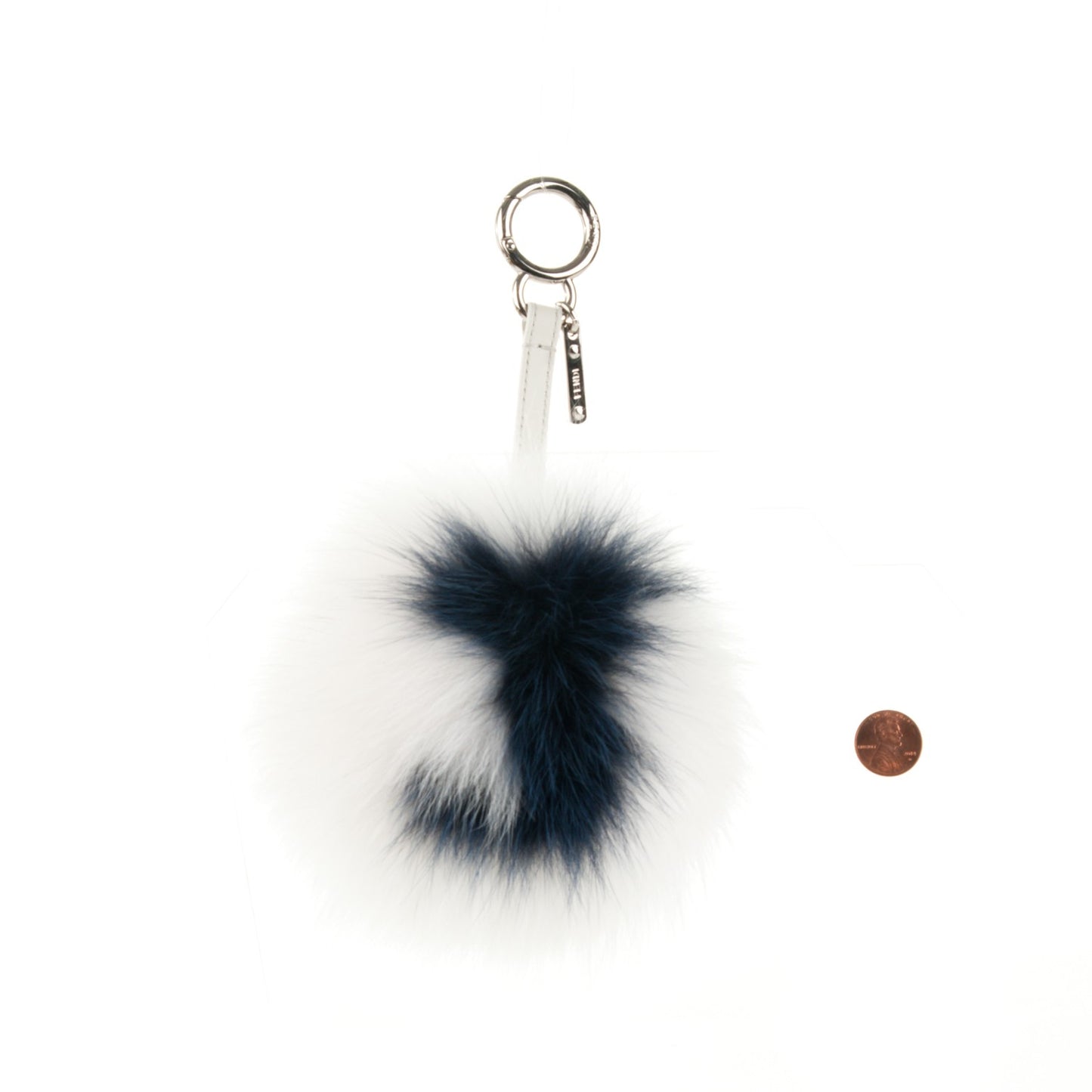 Fox Fur Shiny Nappa Bi-Color J ABCharm Bag Charm White Blue