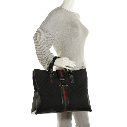 Gucci Monogram Web Large Junco Tote Black 2 of 7