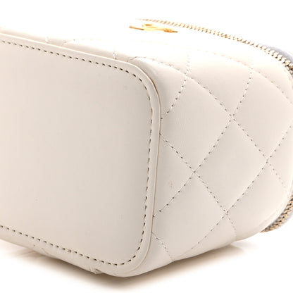 Chanel Lambskin Quilted Pearl Crush Mini Vanity Case With Chain White 10 of 10
