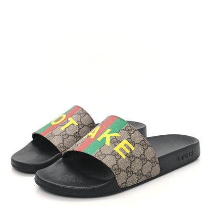 Gucci GG Supreme Monogram Fake/Not Mens Slide Sandals 10 Beige Ebony 3 of 8