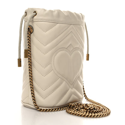 Gucci Calfskin Matelasse Mini GG Marmont 2.0 Bucket Bag White 3 of 10