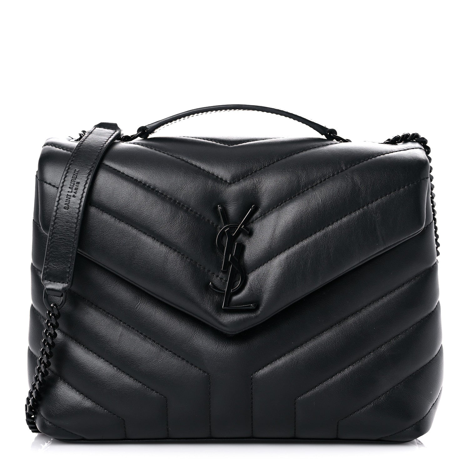 Saint Laurent Calfskin Y Quilted Monogram Monochrome Small Loulou Chain Satchel Black 1 of 21
