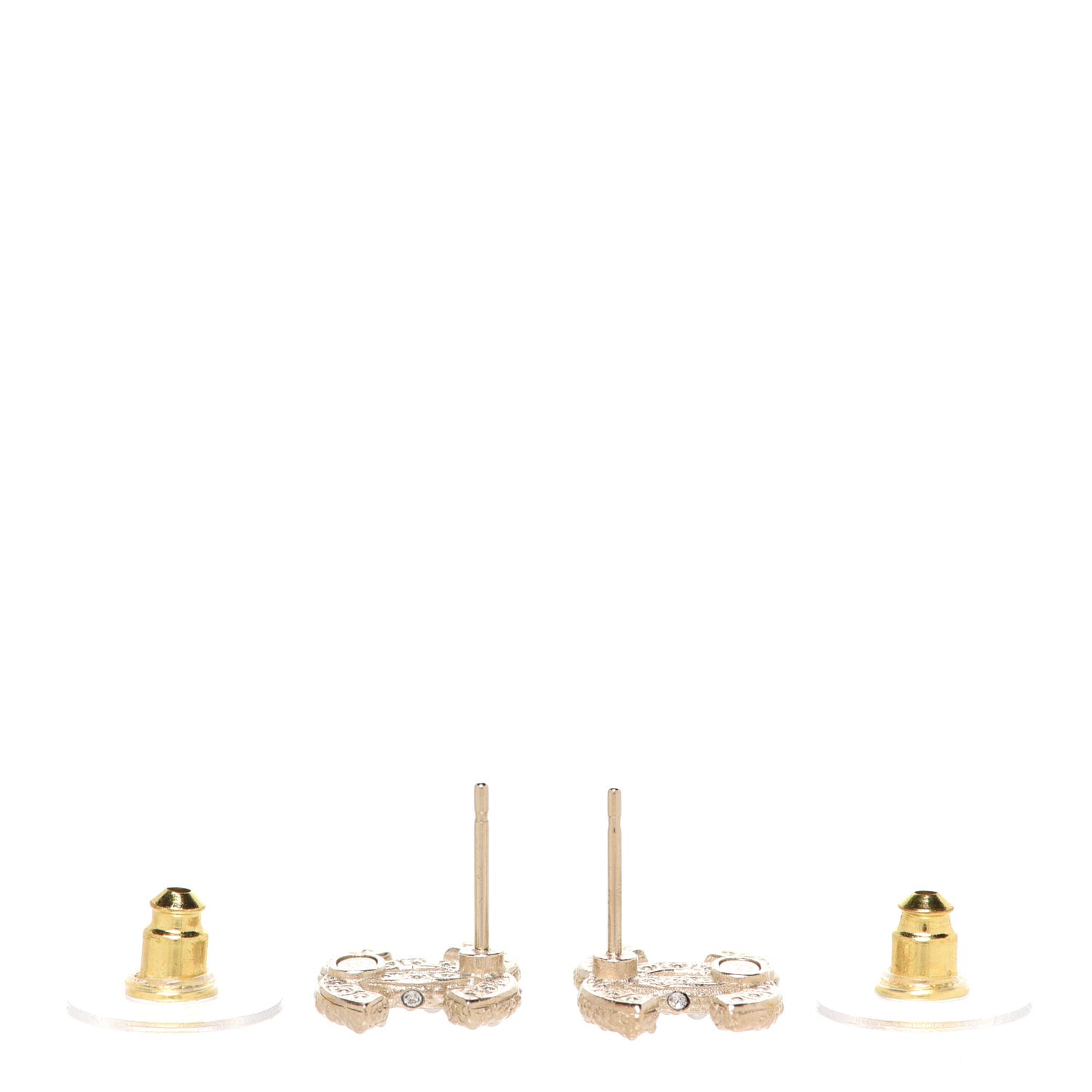 Pearl Crystal CC Earrings Light Gold