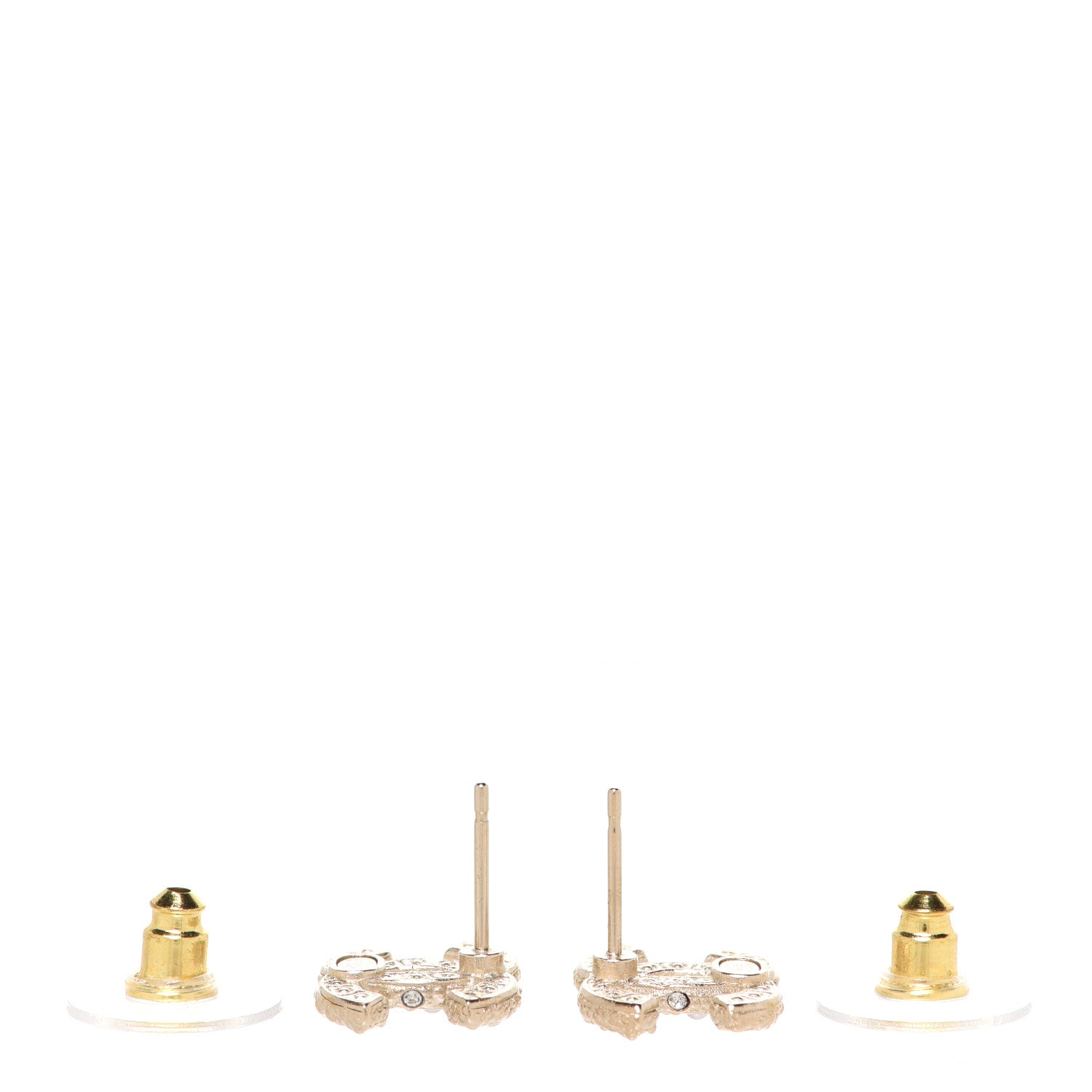 Chanel Pearl Crystal CC Earrings Light Gold 3 of 5