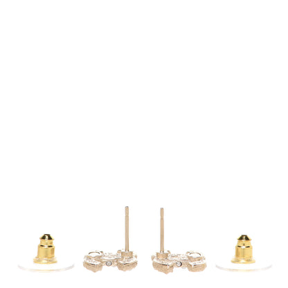 Chanel Pearl Crystal CC Earrings Light Gold 3 of 5