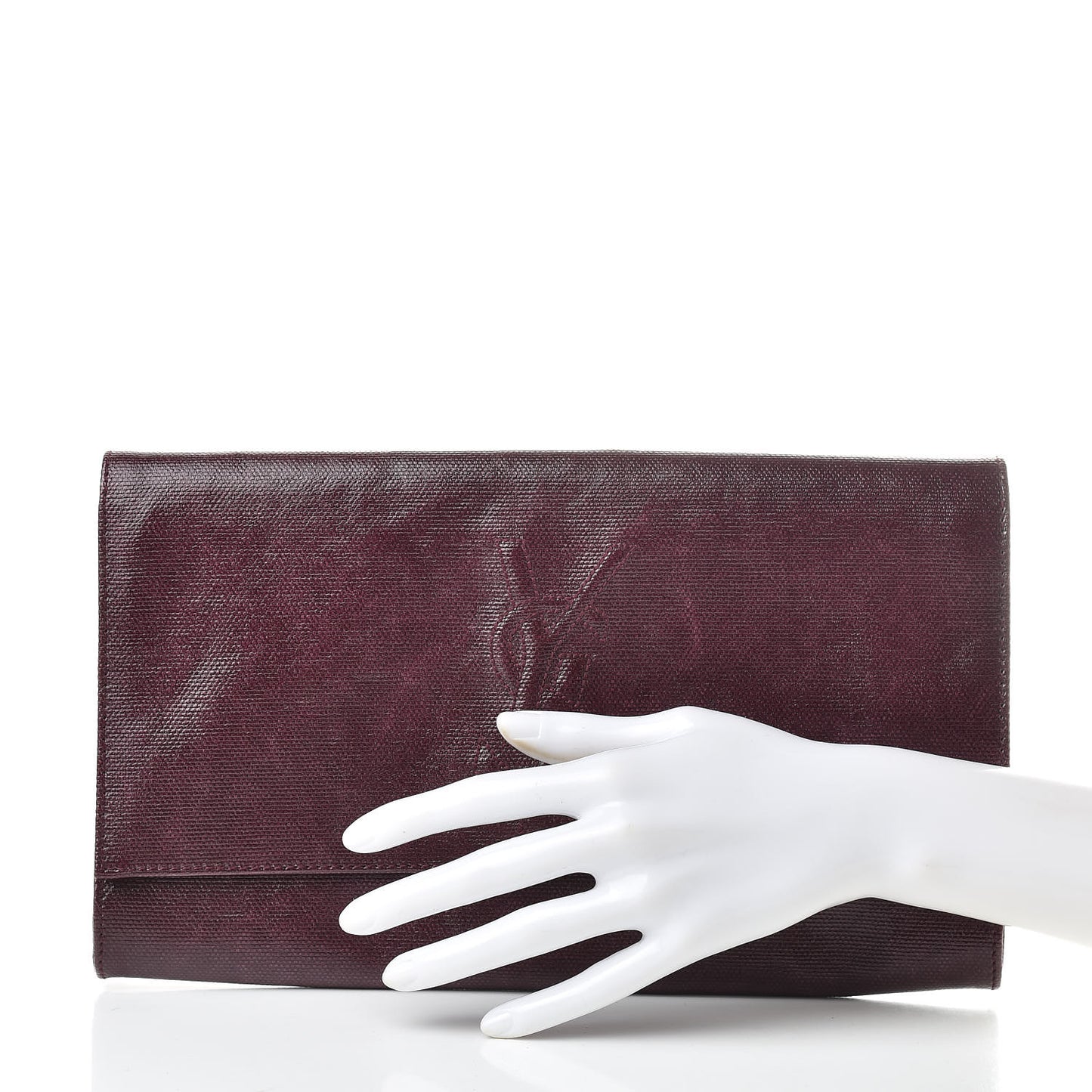 Coated Linen Large Belle de Jour Clutch Prune