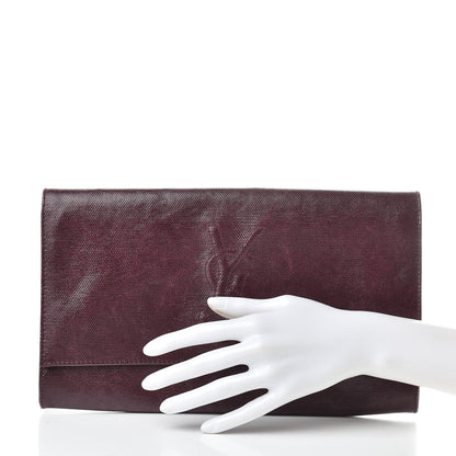 Saint Laurent Coated Linen Large Belle de Jour Clutch Prune 2 of 10