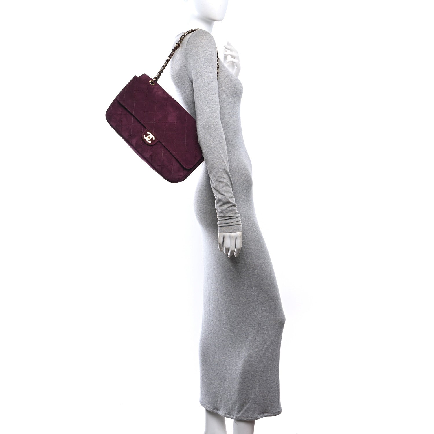 Chanel Suede Calfskin Small Souplissimo Maxi Flap Burgundy 2 of 11