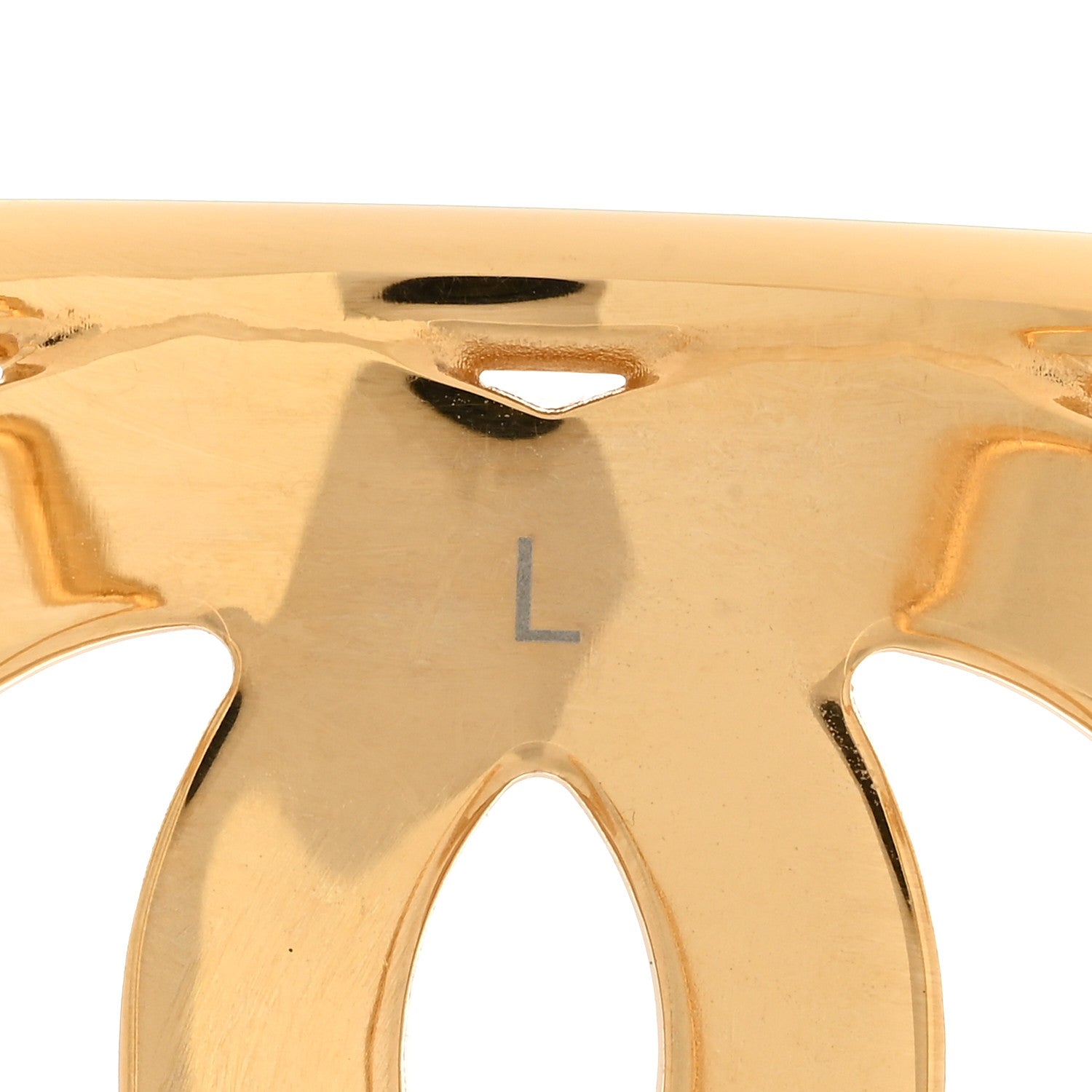 Chanel Metal Resin CC Cuff Gold White 4 of 6