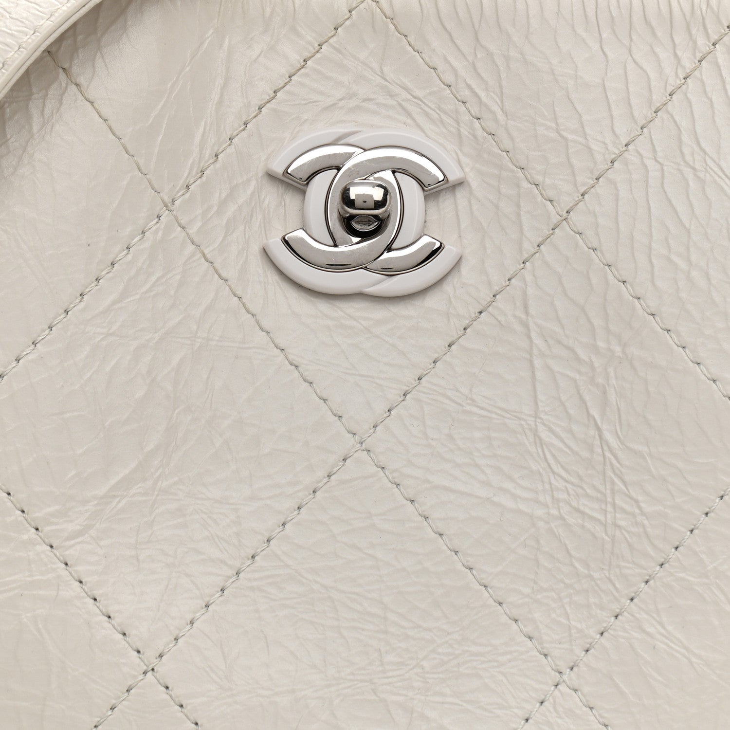 Chanel Aged Calfskin Stitched Shoulder Bag White 8 of 11
