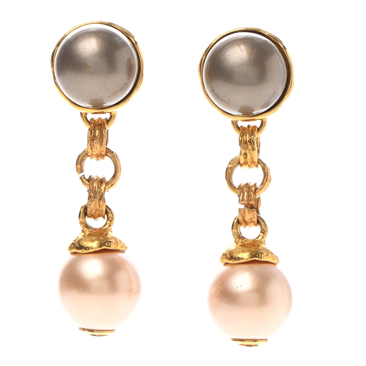 Chanel Pearl CC Dangle Clip On Earrings Gold 1 of 5