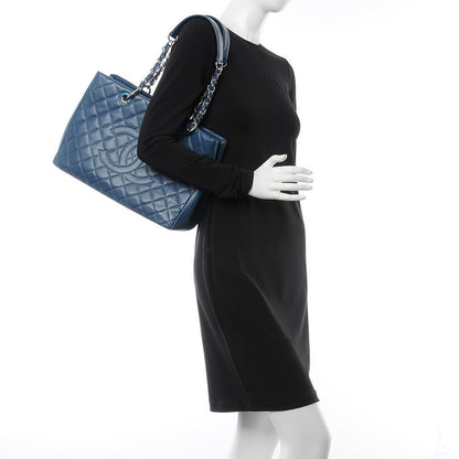 Chanel Caviar Quilted Grand Shopping Tote GST Dark Blue 2 of 11