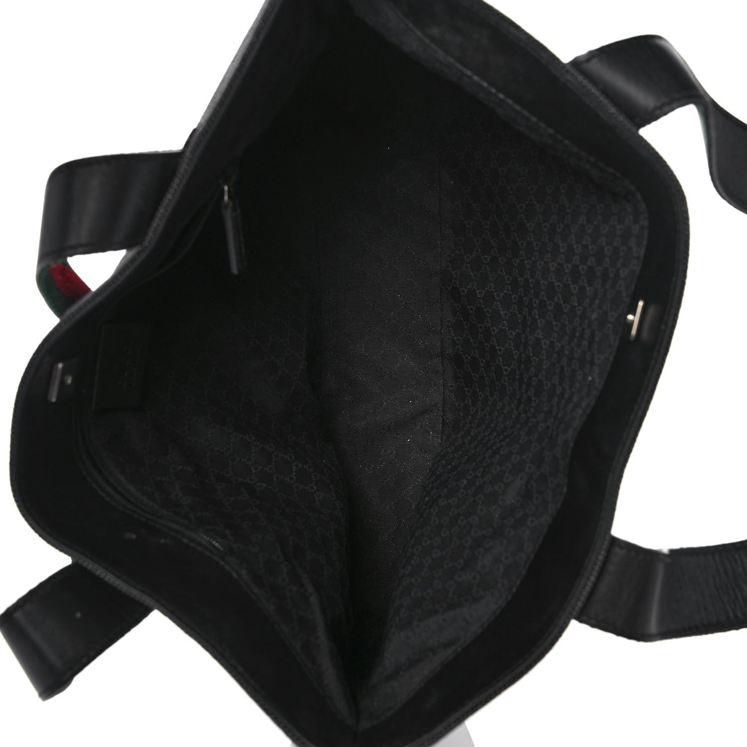 Gucci Denim Calfskin Web Tote Black 5 of 12