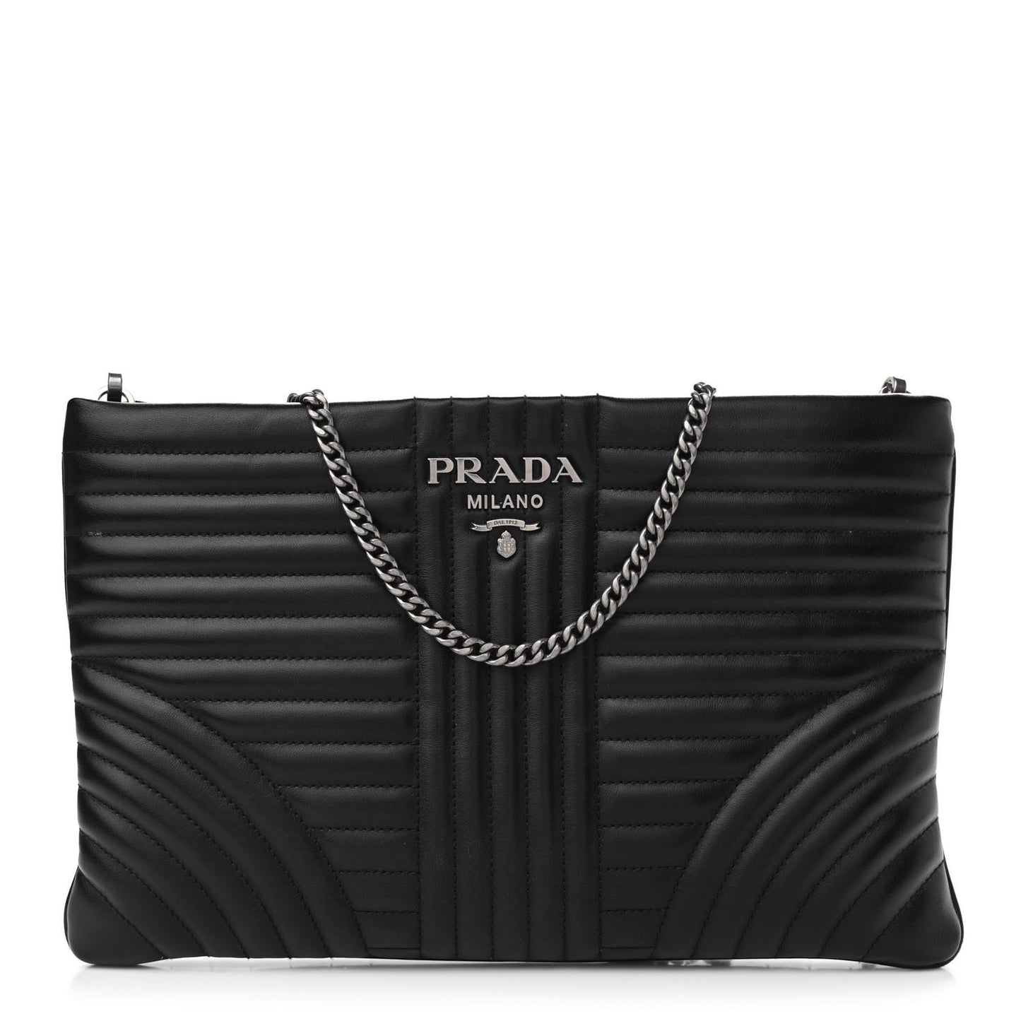 Soft Calfskin Impunture Diagramme Clutch Black