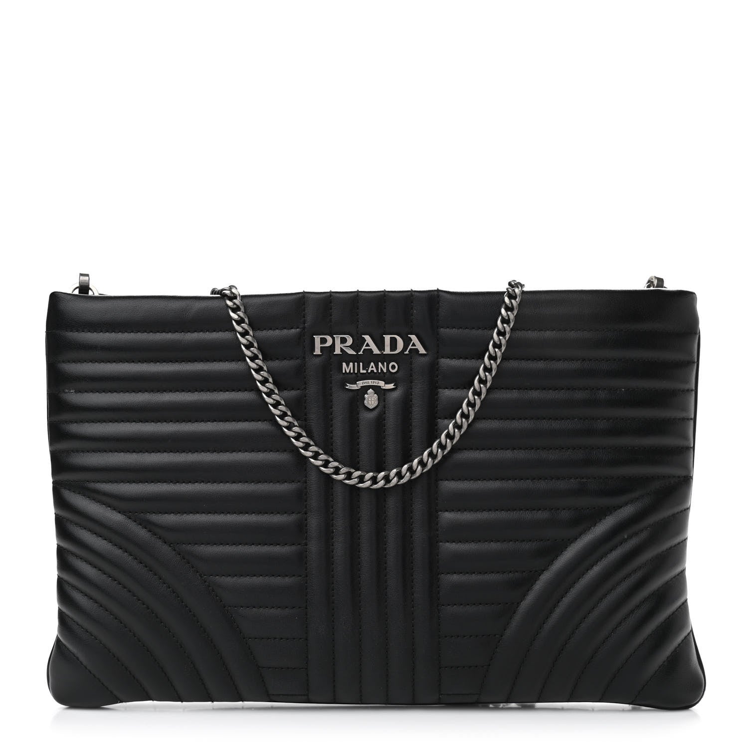 Prada Soft Calfskin Impunture Diagramme Clutch Black 1 of 9