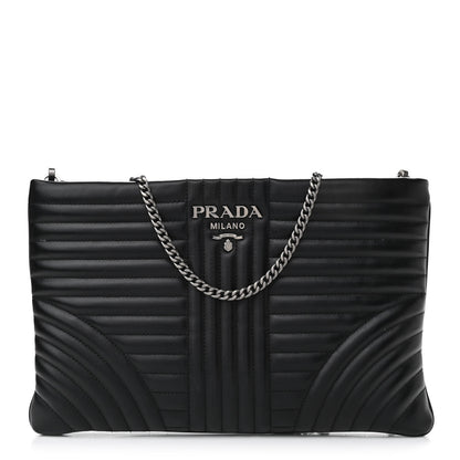 Prada Soft Calfskin Impunture Diagramme Clutch Black 1 of 9