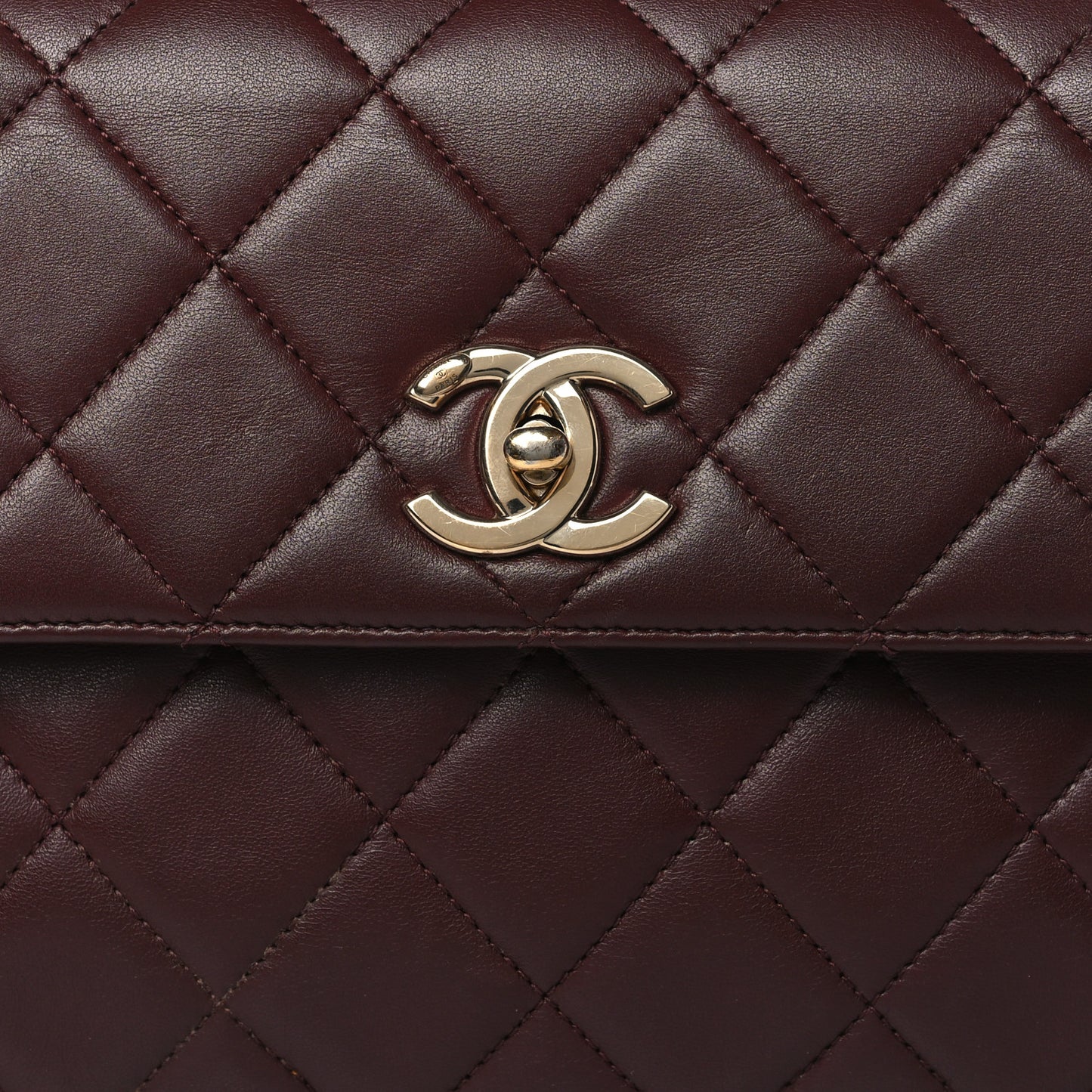 Lambskin Quilted Small Trendy CC Flap Dual Handle Bag Burgundy