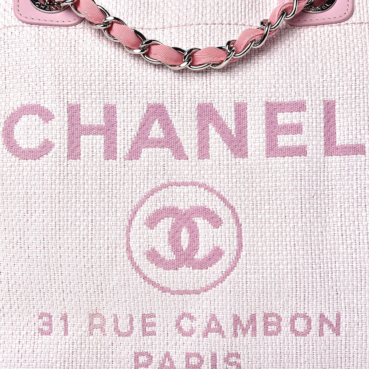 Chanel Canvas Medium Deauville Tote Pink 10 of 11