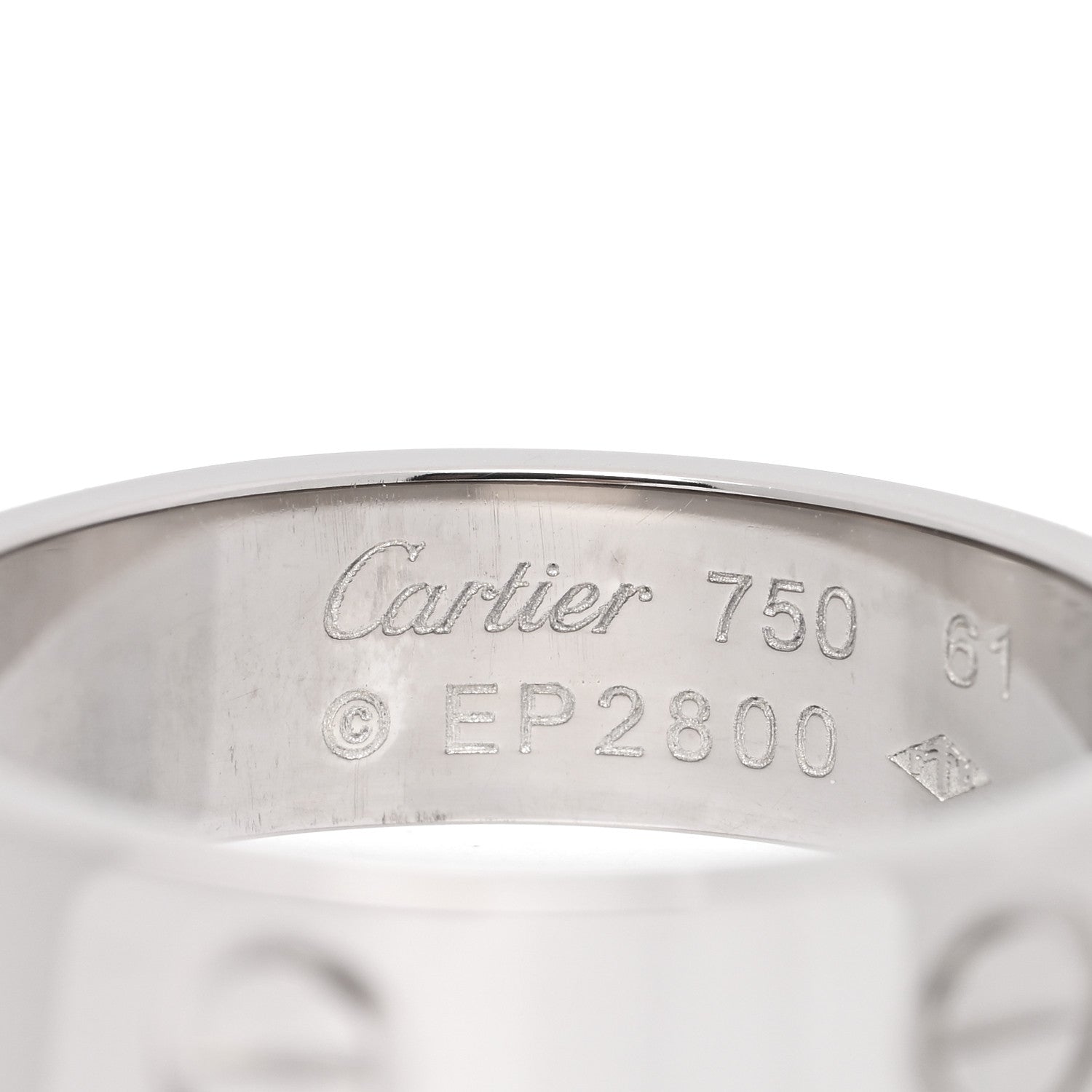 Cartier 18K White Gold 5.5mm LOVE Ring 61 9.75 4 of 5