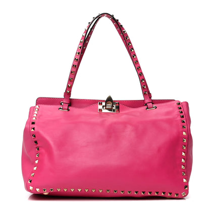 Valentino Garavani Vitello Medium Rockstud Tote Pop Fuxia 1 of 6