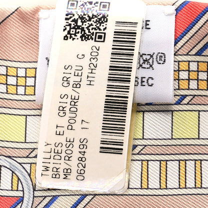 Hermes Silk Brides et Gris Twilly Rose Poudre Bleu Gris 3 of 4