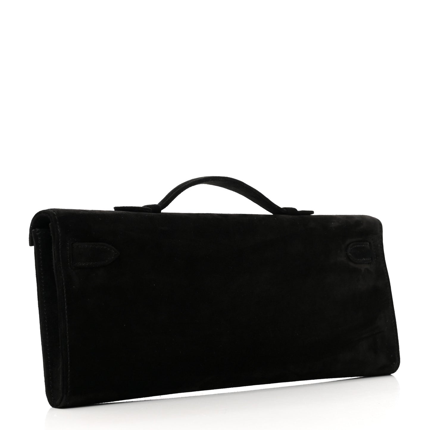 Veau Doblis Suede Kelly Cut Clutch Pochette Black