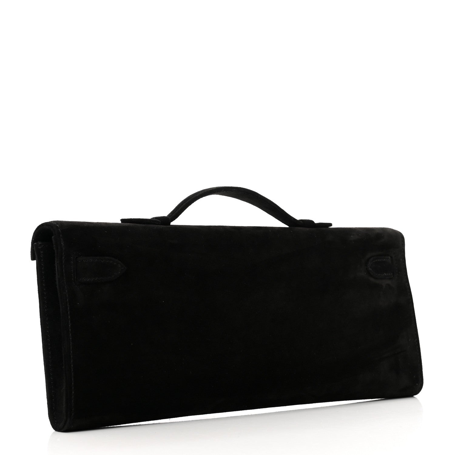 Hermes Veau Doblis Suede Kelly Cut Clutch Pochette Black 3 of 9