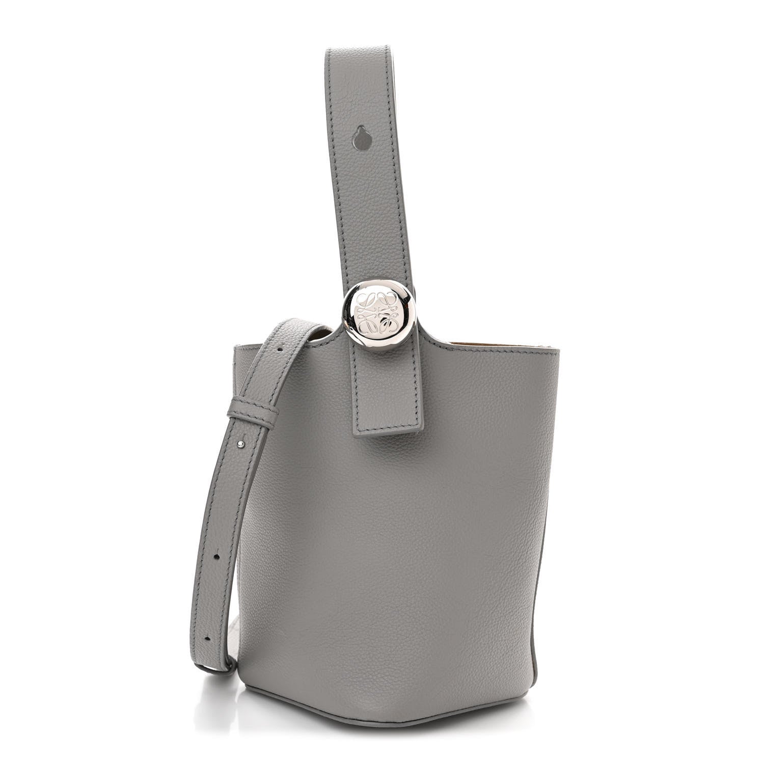 Loewe Soft Grained Calfskin Mini Pebble Bucket Bag Pearl Grey 1 of 10