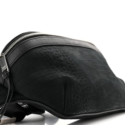 Saint Laurent Nubuck Crocodile Embossed Classic Belt Bag Black 9 of 10