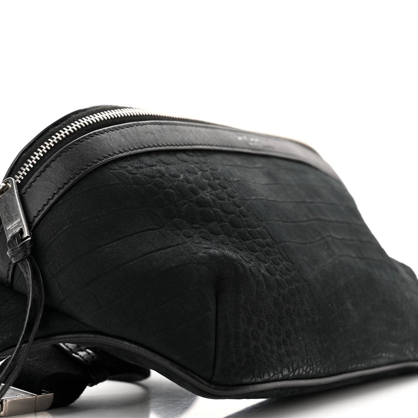 Nubuck Crocodile Embossed Classic Belt Bag Black