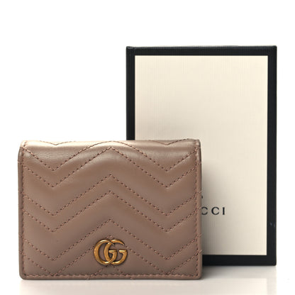Gucci Calfskin Matelasse GG Marmont Card Case Porcelain Rose 3 of 13