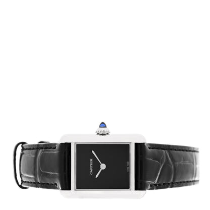 Cartier Stainless Steel Alligator 22mm Must de Cartier Tank Quartz Watch Black 2 of 5