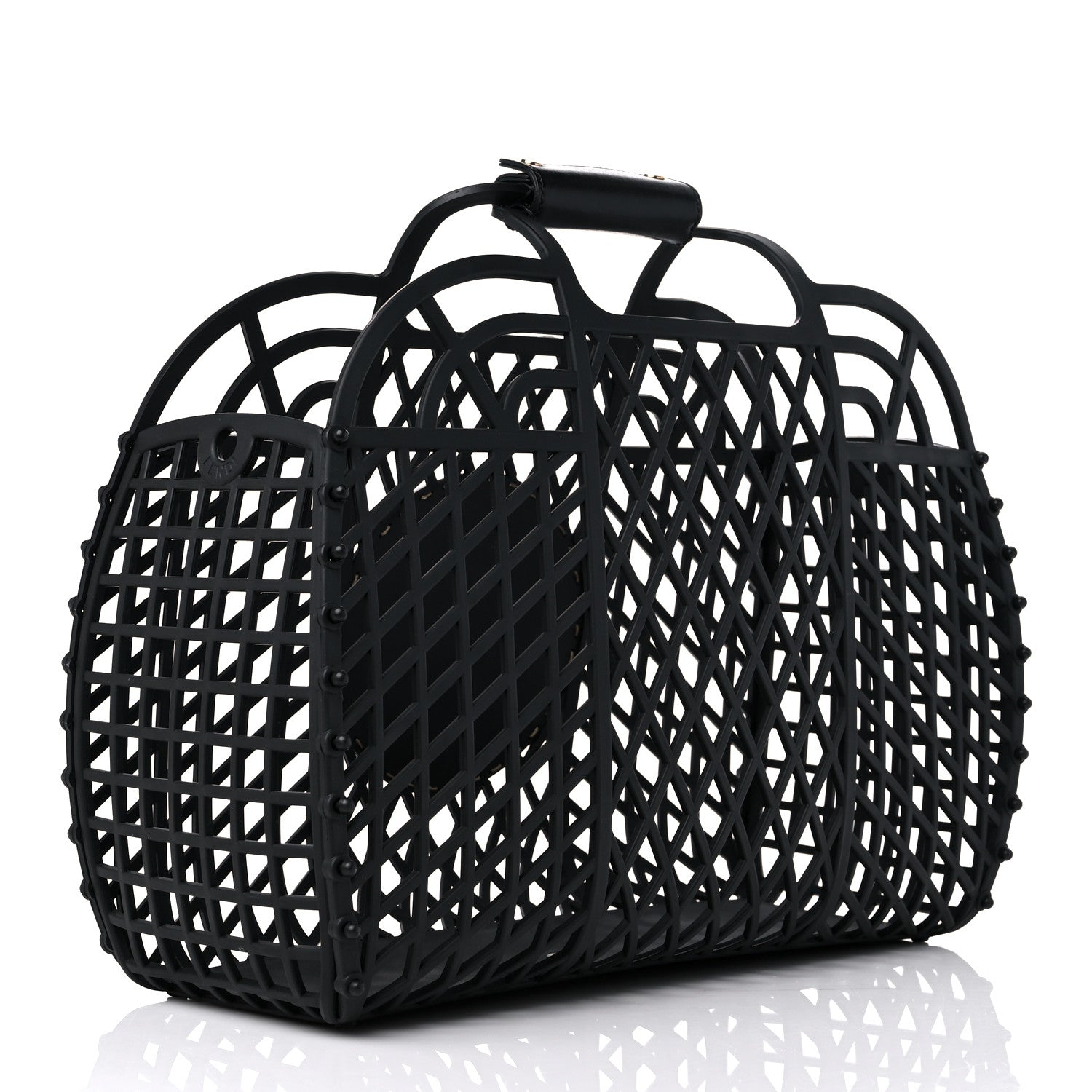 Fendi Recycled Plastic Vitello Liberty Matte Medium Fendi Basket Black Miele Scuro 3 of 13