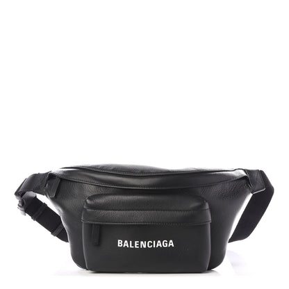 Balenciaga Smooth Calfskin Logo Large Everyday Beltpack Black White 1 of 9
