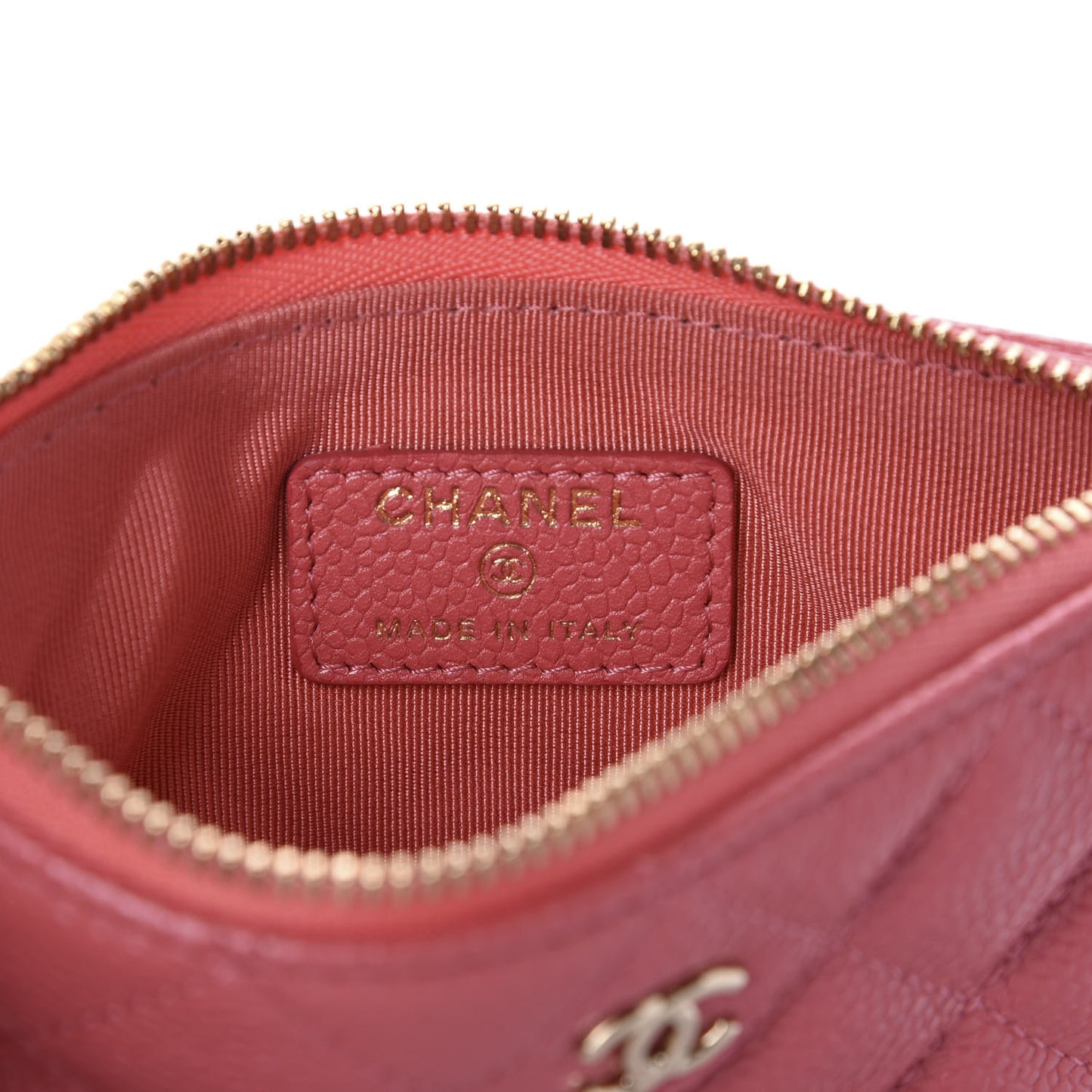 Iridescent Caviar Quilted Small Cosmetic Case Pink