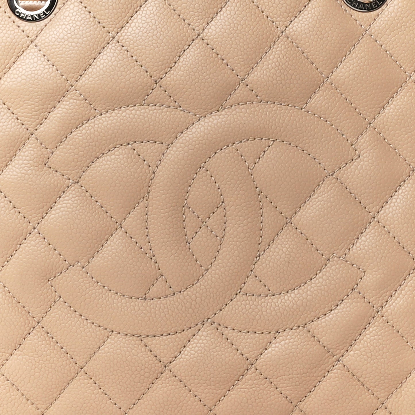 Caviar Quilted Grand Shopping Tote GST Beige Clair