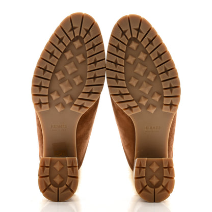 Hermes Suede Woolskin Goatskin Flore 60 Mules 39 Brun Amourette Ecru 10 of 20
