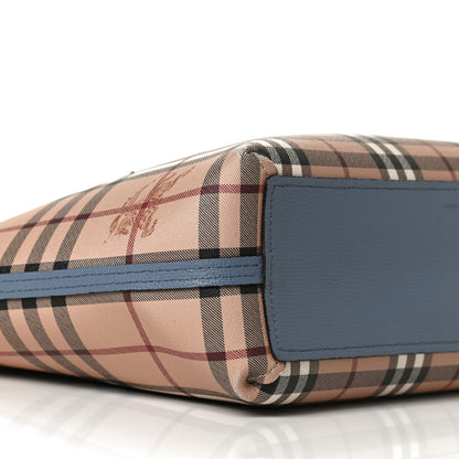 Burberry Calfskin Haymarket Check Small Reversible Tote Slate Blue 14 of 23