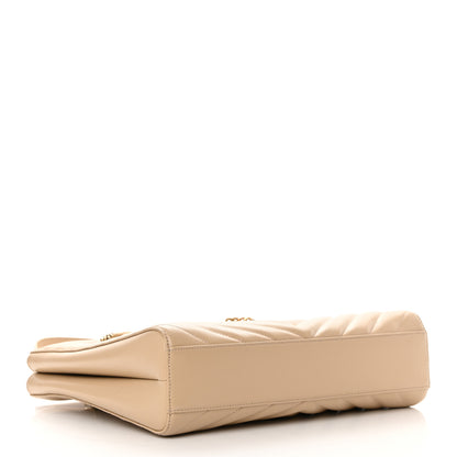 Saint Laurent Grain de Poudre Matelasse Chevron Medium Tribeca Shopping Bag Nude Powder 4 of 13