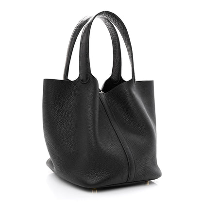 Hermes Taurillon Clemence Matte Alligator Picotin Lock Touch 22 MM Black 3 of 10