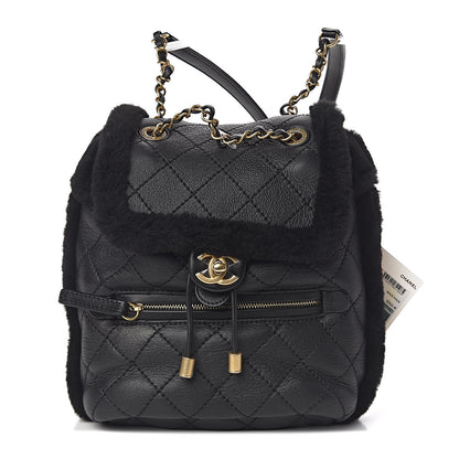 Chanel Lambskin Shearling Quilted CC Backpack Black 1 of 9
