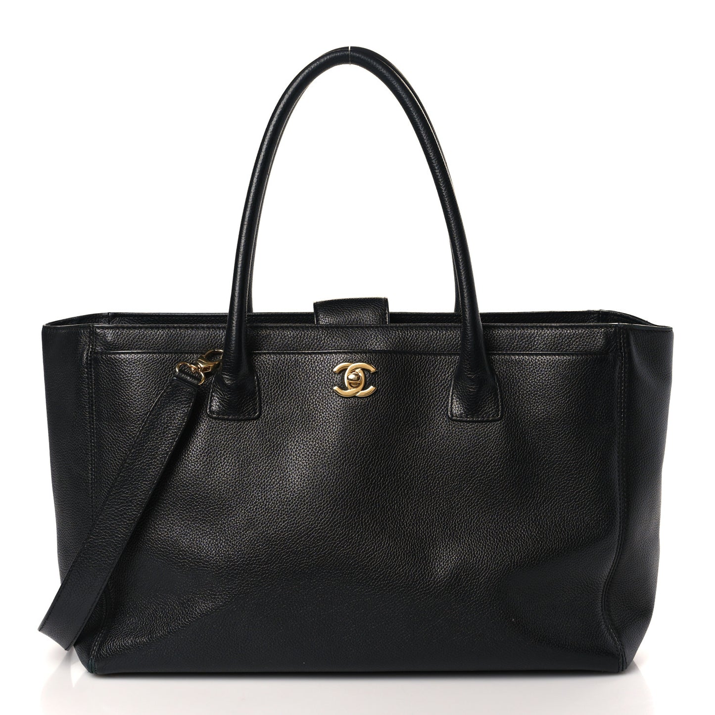 Calfskin Cerf Executive Shopper Tote Black