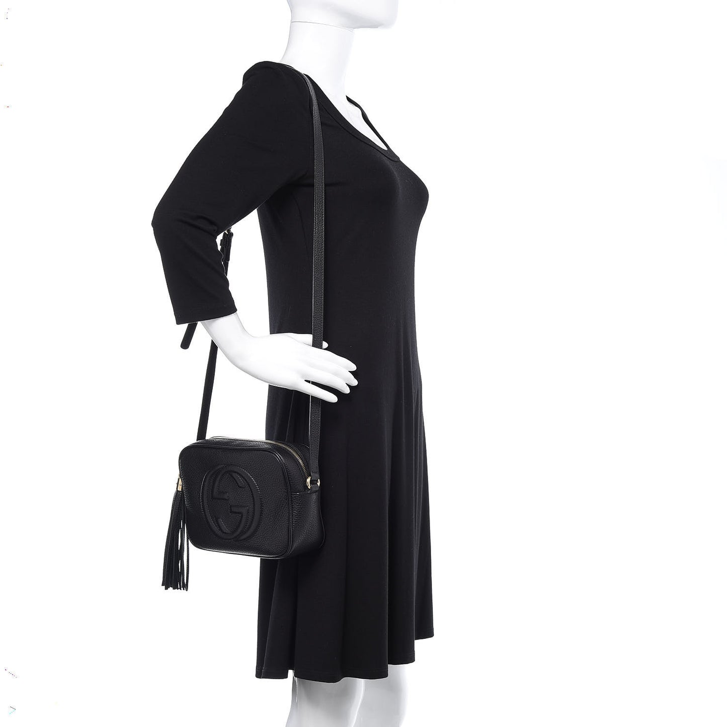 Pebbled Calfskin Small Soho Disco Bag Black