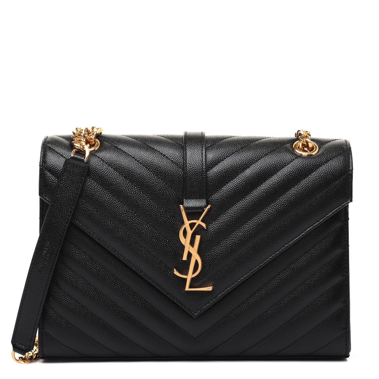 Saint Laurent Grain De Poudre Matelasse Chevron Medium Monogram Satchel Black 1 of 15