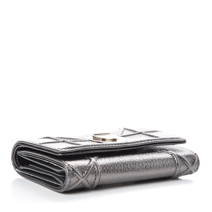 Christian Dior Metallic Grained Calfskin Cannage Diorama Elancee Wallet Gunmetal Grey 4 of 9