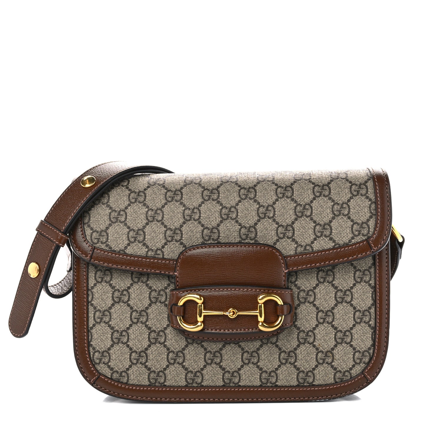 GG Supreme Monogram Horsebit 1955 Shoulder Bag Beige Brown Sugar
