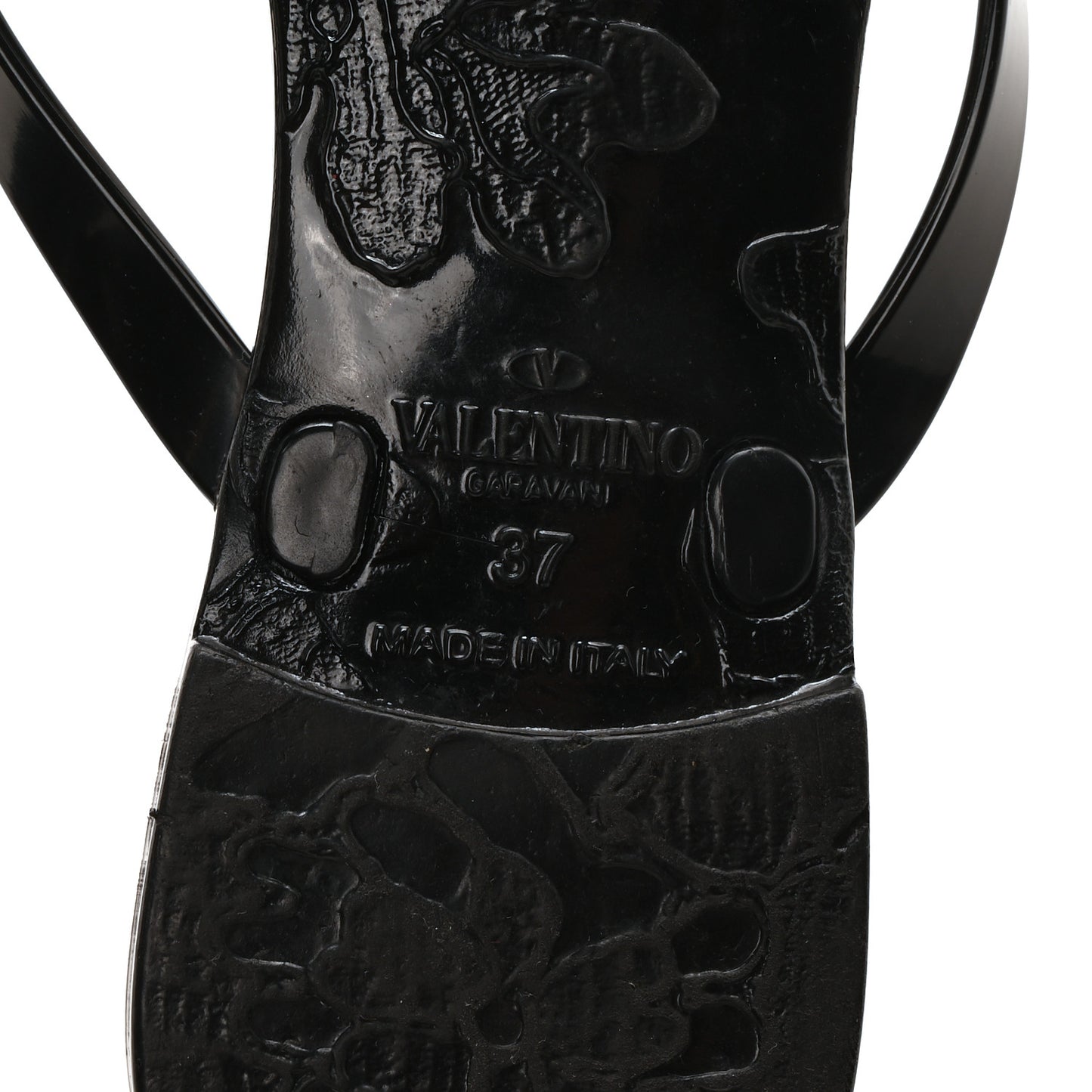 PVC Jelly Rockstud Bow Thong Sandals 37 Black