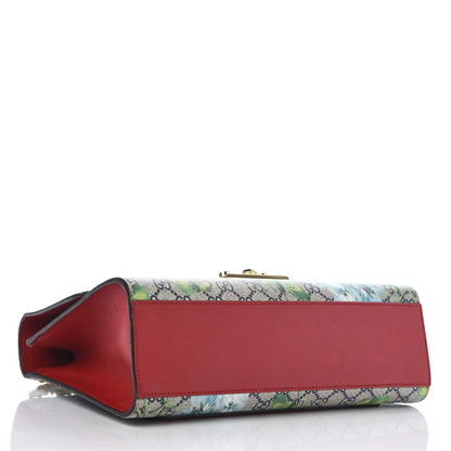 Gucci GG Supreme Monogram Blooms Medium Padlock Shoulder Bag Beige Blue Navy Hibiscus Red 5 of 9