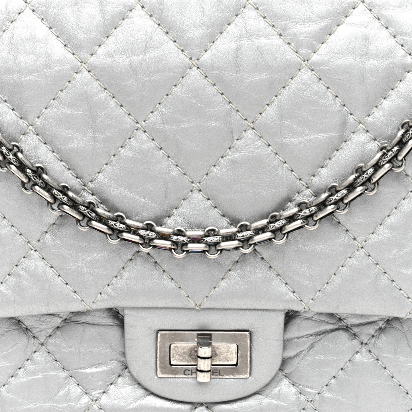 Metallic Aged Calfskin Quilted 2.55 Reissue 226 Flap Silver